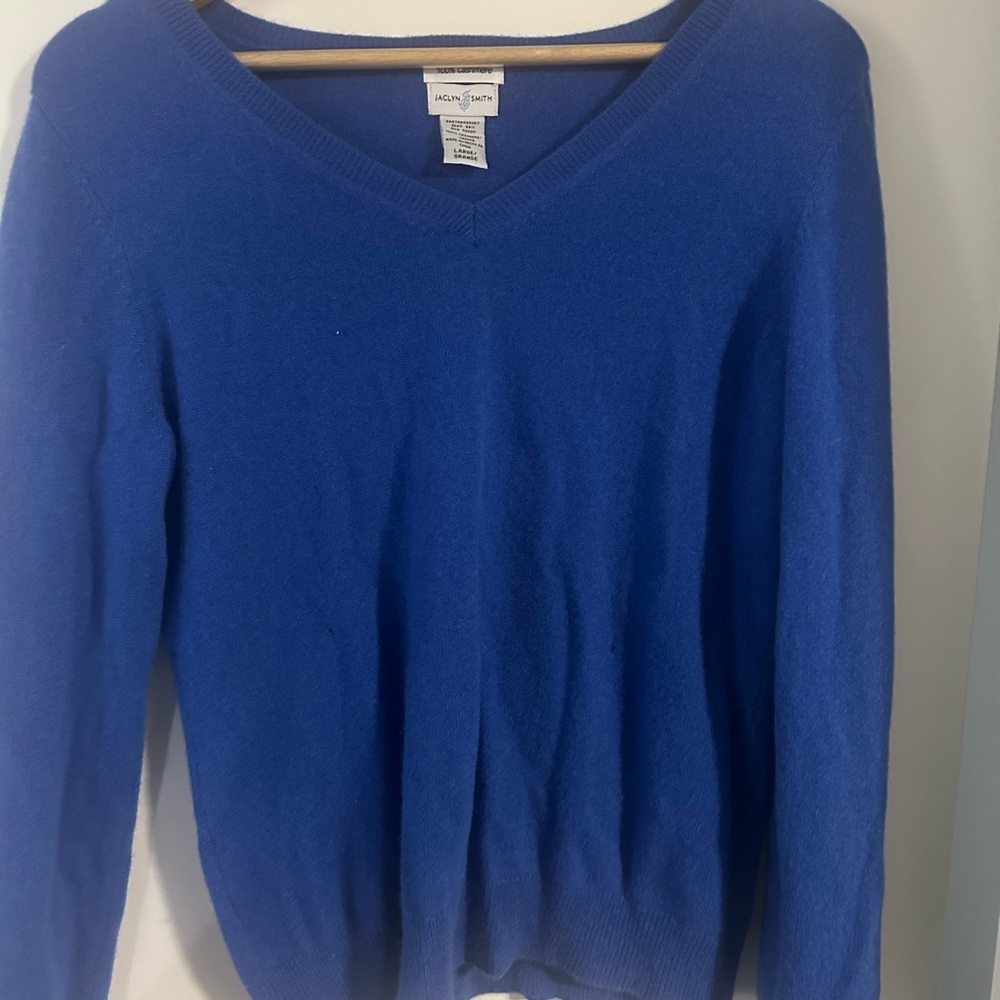 Jaclyn Smith Royal Blue V-Neck Sweater